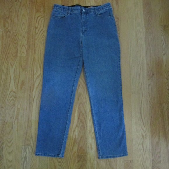 NORTHCREST WOMEN'S SIZE 12 JEANS MED BLUE SLUB STRETCH DENIM STRAIGHT LEG FLEX - Picture 1 of 12